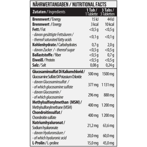 Хондропротектор (для спорта) MST Nutrition Glucosamine Chondroitin MSM Hyaluronic Acid L-Proline 90 Tabs | Зображення 1