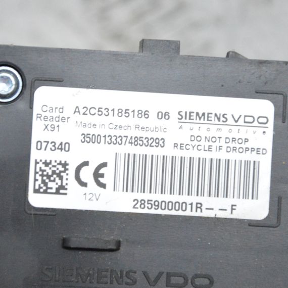 Замок запалювання в зборі з ключ картою Renault Laguna III 2007-2015 Зчитувач ключ карти Рено 285900001R | Зображення 8