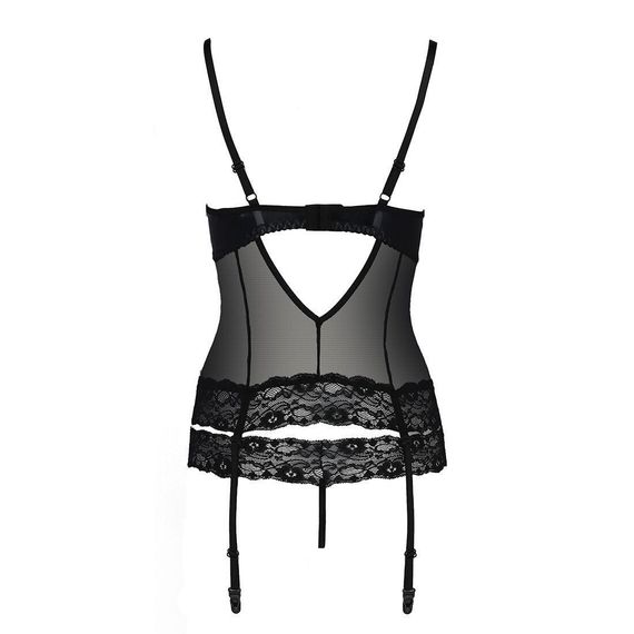 Корсет с открытой грудью Passion Exclusive NORTH CORSET L/XL, black, пажи, трусики, шнуровка Sex Aura | Зображення 5