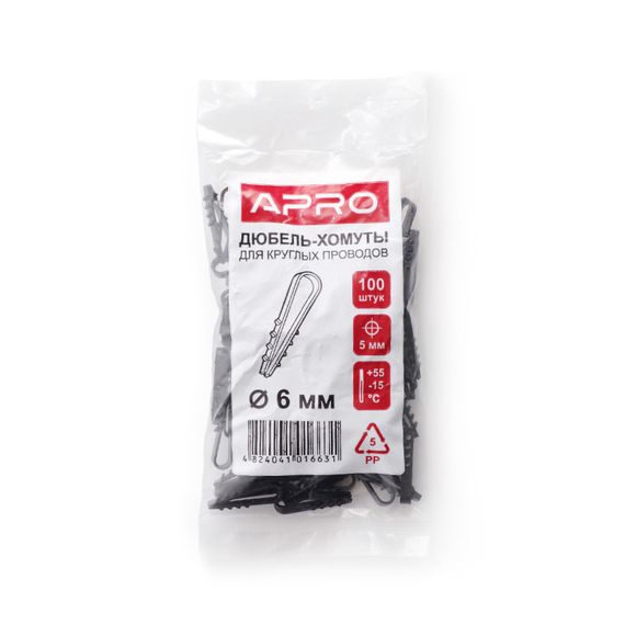 Дюбель-ёлочка Ø6 для круглых проводов черный (пач 100шт) APRO | Зображення 2
