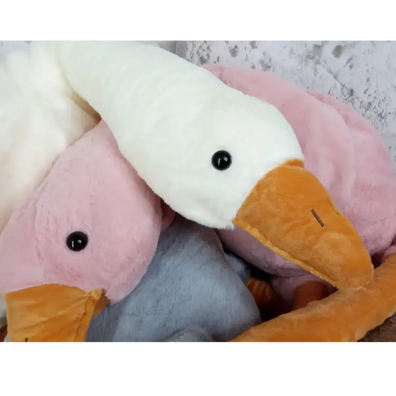 Подушка обіймашка Гусак із пледом, Плюшева іграшка Гусак з пледом 94 см рожевий | Зображення 5