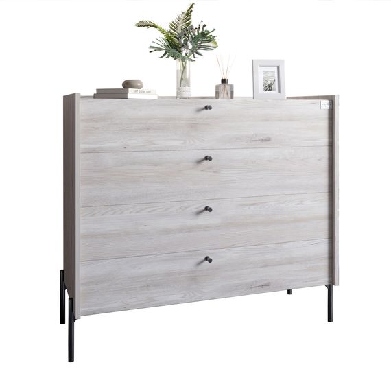 Комод із 4 шухлядами LION Wood із чорними ніжками 100х90х45 см Самоа Димчастий (LION-042985) | Зображення 1