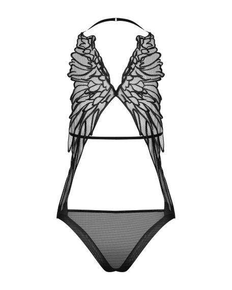 Боді з імітацією крил Obsessive Alifini, чорний, S/M sexstyle | Зображення 5