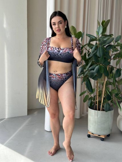 Яскравий роздільний  купальник з тунікою PLUS SIZE леопардовий принт | Зображення 1
