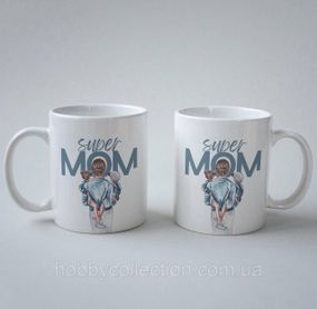 Кружка з принтом "Super Mom" 330 мл Біла
