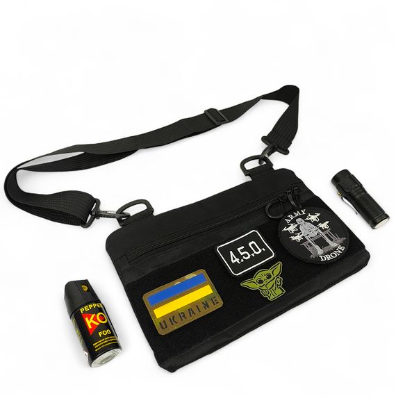 Молодіжна тактична сумка для патчів на плече з 4 кишенями black IG-43 | Зображення 2