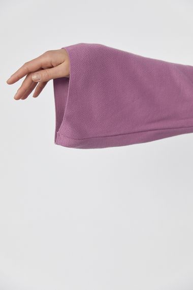 Однотонная кофта с высокой горловиной и расширенными рукавами - лавандовый цвет, S (есть размеры) | Зображення 3