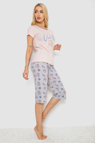 Піжама жіноча з принтом, колір рожевий, 243R7132 | Зображення 2