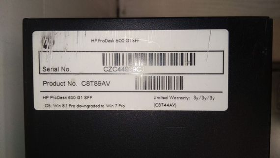Комп'ютер HP ProDesk 600 G1 SFF / Intel Core i3-4170 (2 (4) ядра по 3.7 GHz) / 8 GB DDR3 / 500 GB HDD / Intel HD Graphics 4400 б/в | Зображення 6