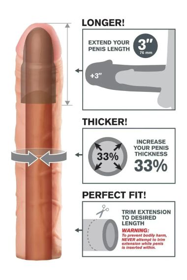 Насадка на член удлиняющая +7.6 см Pipedream X-Tensions телесная, 22.8 х 4.4 см Sex Aura | Зображення 4