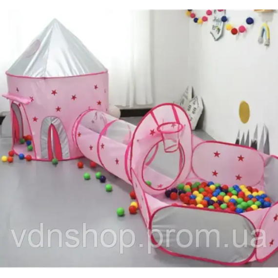 Намет дитячий ігровий / Великий дитячий намет з тунелем та сухим басейном / Намет будинок для дітей | Зображення 2