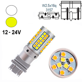 Автолампа Terra 3157, цоколь W2.5x16q, 3030 х 69 smd, белый и желтый, 12-24V