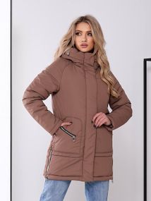 Жіноча зимова куртка з капюшоном, арт. 509, кава
