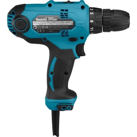 Шурупокрут мережевий Makita DF0300 з набором біт Makita D-30667 (56 Нм, 0.8-10 мм, 320 Вт) | Зображення 2