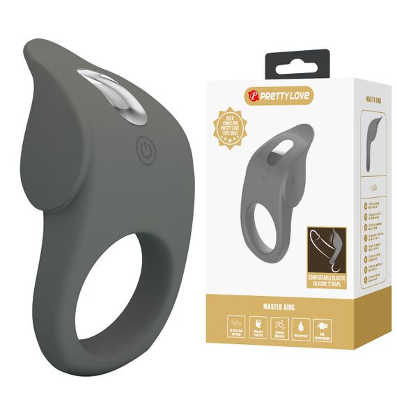 Эрекционное виброкольцо PRETTY LOVE Master Ring силиконовое, серое, 8.7 х 5 см Sex Aura | Зображення 9