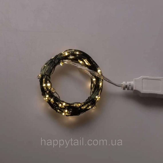 Гірлянда роса 10 метрів USB на 100 led світлодіодів крапля на зеленому дроті USB100L10MGY | Зображення 7
