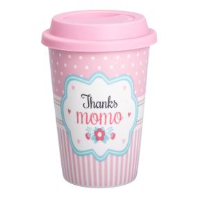 Склянка керамічна 420 (мл) з силіконовою кришкою Thanks momo