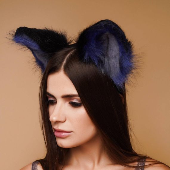 Хутряні вушка кішки триколірні: Чорний, синій, сірий OKOVA Sex Aura | Зображення 4