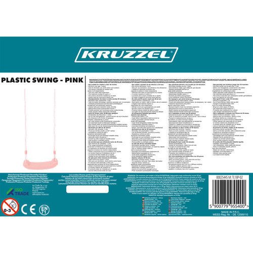 Качели детские пластиковые Kruzzel 25445 до 50 кг Розовые | Зображення 1