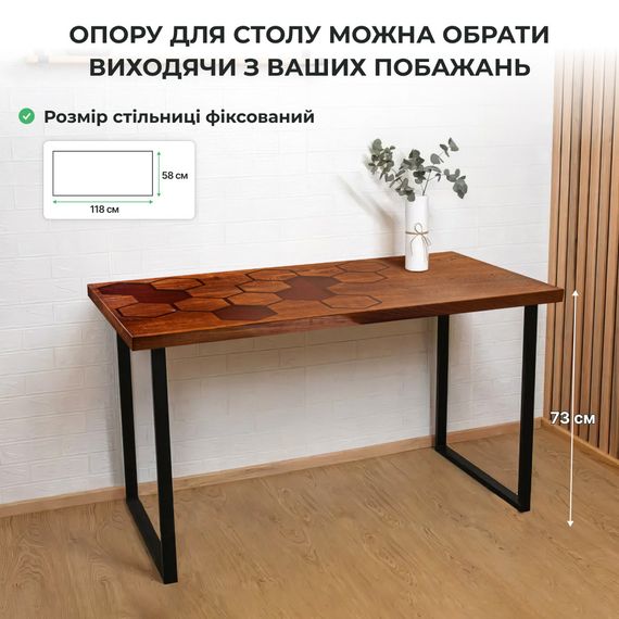 Стіл "Соти" із натурального ясеня та епоксидної смоли 118х58 см | Зображення 3