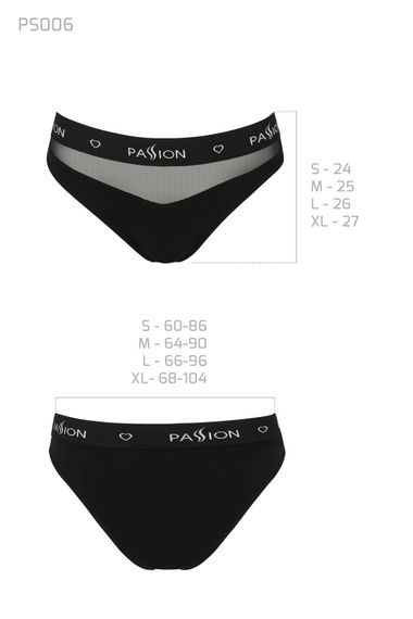 Трусики бавовняні з прозорою вставкою Passion PS006 PANTIES, Чорний, L, L | Зображення 3