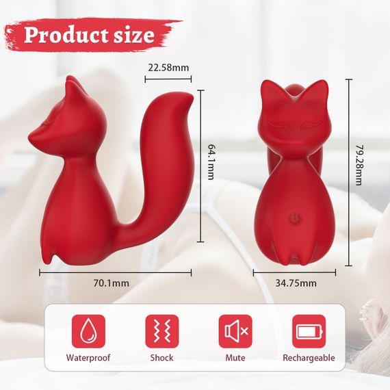 Міні-вібратор кліторальний Every Night Toys Doris у формі лисиці червоний, 10 режимів вібрації Sex Aura | Зображення 3