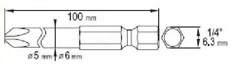 Набір біт насадка викрутки 1/4" PH1/2х100 мм 2 штуки YATO YT-0488 | Зображення 1