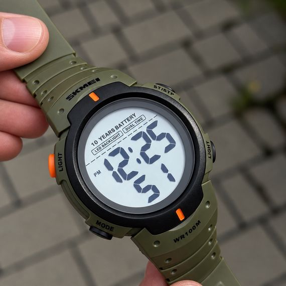 Чоловічий годинник Skmei 1560 Green-Orange | Зображення 4