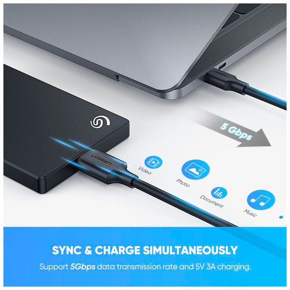 Дата кабель USB-C 3.1 to Micro USB 3.0 1.0m 3A US312 black Ugreen (20103) | Зображення 7