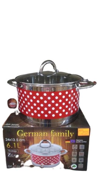 Кастрюля с крышкой для кухни емкостью 6.1 литра German Family GF-2033 9-ти слойное дно красный (24369-2033_545) | Зображення 2