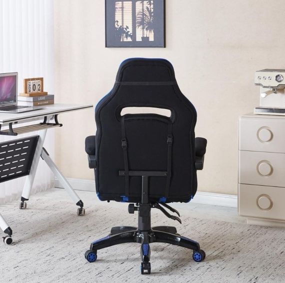 Крісло геймерське з тканини Bonro Бонро B-141 чорно-синє з підставкою для ніг (42401113) | Зображення 4