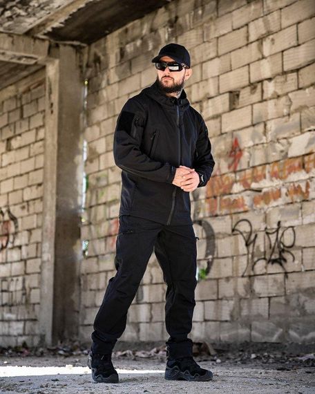 Демісезонний тактичний костюм софтшел SATELIT чорний поліція ПП8056 | Зображення 2