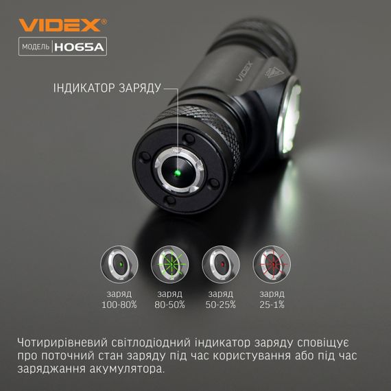 Ліхтарик LED налобний 1200Lm 5000К чорний VLF-H065A Videx | Зображення 5
