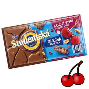 Шоколад молочний Studentska Mlecna вишня з арахісом і сухофруктами, 180 г, Чехія