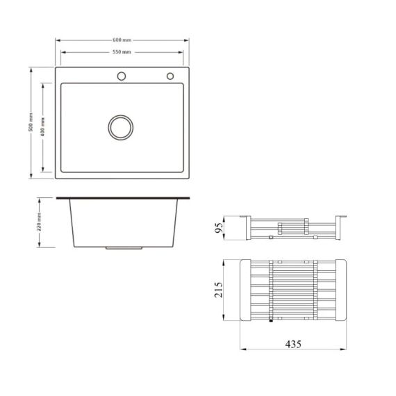 Комплект Lidz Handmade H6050HB Мойка для кухни интегрированная Decor Black PVD Honeycomb в комплекте с дозатором+ LIDZK01B Корзина | Зображення 1