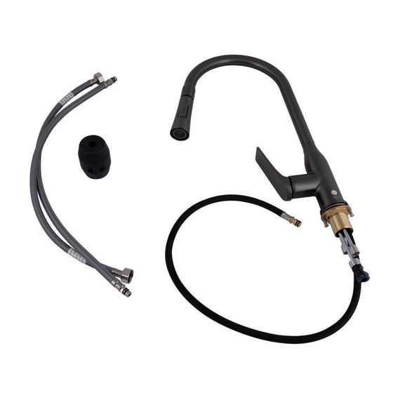 Смеситель для кухни Qtap Vlasta New с выдвижным изливом QTVLA344GMB45647 Gunmetal Black PVD | Зображення 4