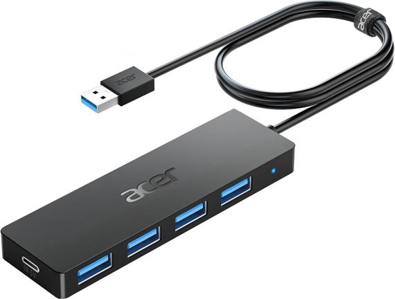 Концентратор Acer 5-в-1 USB 3.0 — розгалужувач / подовжувач із живленням 5V/3A для ноутбука