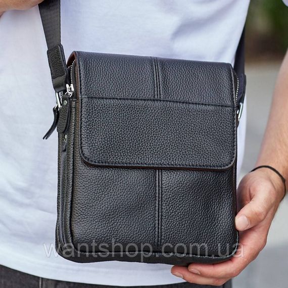 Мужская кожаная сумка через плечо мягкая BEXHILL TM-61800 черная