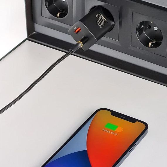 Мережевий зарядний пристрій Baseus Super Si Pro Quick Charger Type-C+USB 30W, Білий | Зображення 3