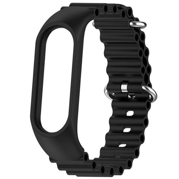 Ремінець Ocean Band для Xiaomi Mi Band 3/4/5/6/7 Чорний / Black | Зображення 1