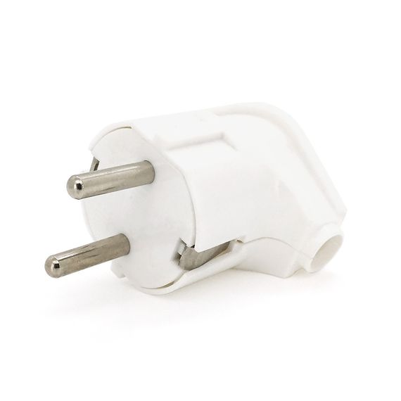 Вилка з заземленням кутова, 16A 250V A105, White, Q24 | Зображення 1