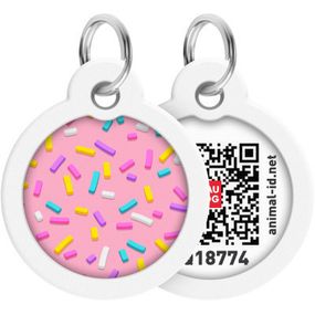 Адресник для животных WAUDOG Smart ID с QR паспортом "Маршмеллоу", круг 30 мм (230-0214)