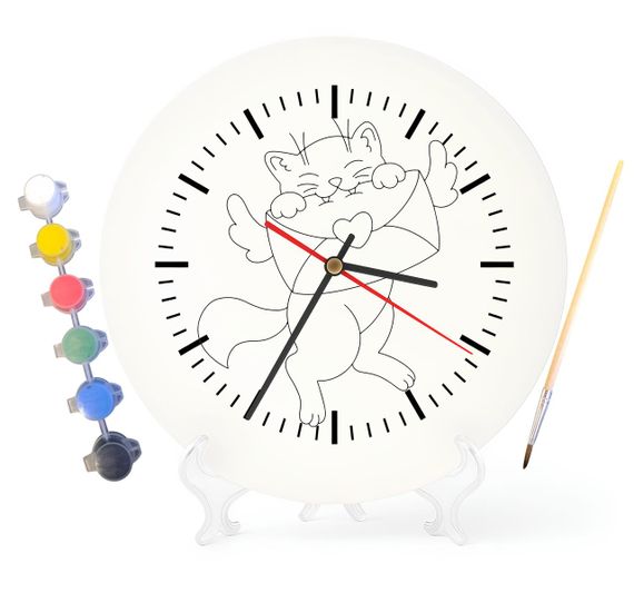 Дитячий набір для творчості годинник розмальовка Котик 30 см (Г0153)