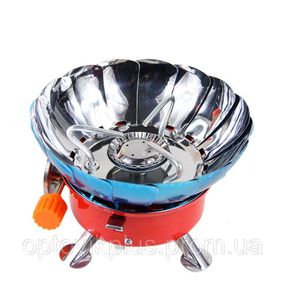 Газовий пальник (плитка) із вітрозахистом і п'єзопідпалом під цанговий балон