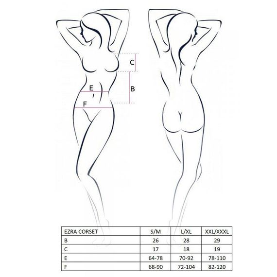 Корсет с декольте ERZA CORSET black XXL/XXXL - Passion, пажи, трусики, полупрозрачный | Зображення 4