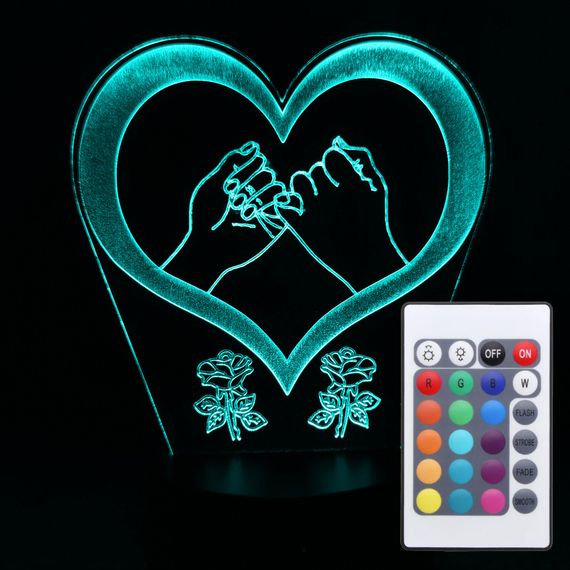 Акриловый светильник-ночник с пультом 16 цветов Любовь Сердце 3 tty-n000391