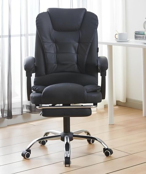 Крісло офісне на колесах Bonro Бонро B-6071 TPF чорне з підставкою для ніг (42412008) | Зображення 1