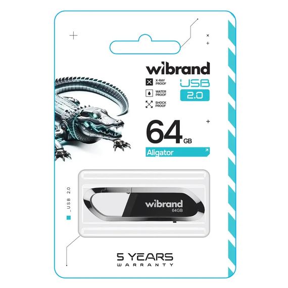 USB флеш накопичувач Wibrand 64GB Aligator Black USB 2.0 (WI2.0/AL64U7B) | Зображення 1