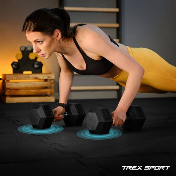 Гантеля шестигранная прорезиненная TX-200RD Trex Sport 20кг | Зображення 2