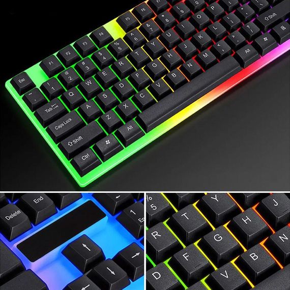Игровой набор клавиатура и мышка с RGB подсветкой, от USB, KEYBOARD KM-5003 / Проводная клавиатура для | Зображення 2